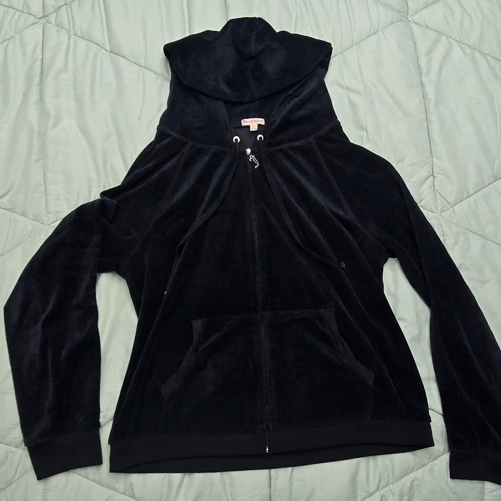 Women's Black Velvet Hoodie Jacket